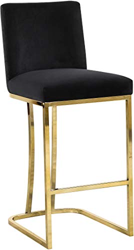 Heidi Collection Modern Velvet Upholstered Counter Stool, Black