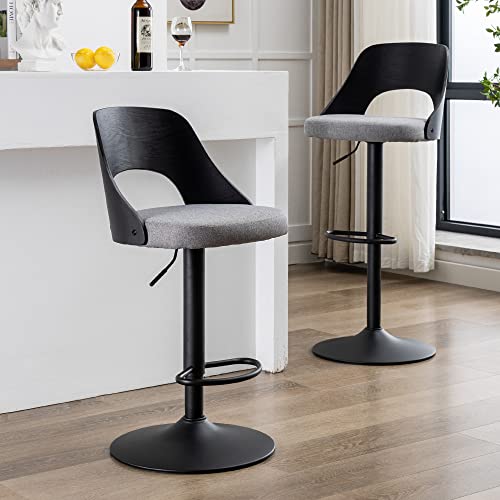 Set of 2 Swivel Bar Stools for Kitchen Counter (Black)