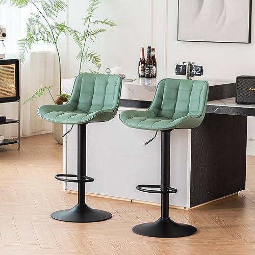 YOUTASTE Green Bar Stools Set of 2 Counter Height Bar Stools